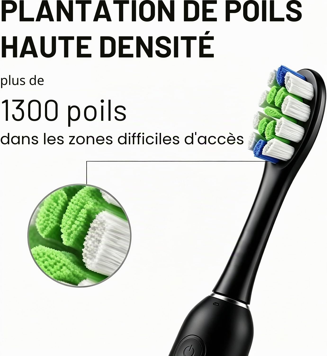 Standard Clean Têtes de brosse compatibles avec la brosse à dents électrique Oclean, lot de 6 têtes de brosse électriques avec soies DuPont - Noir