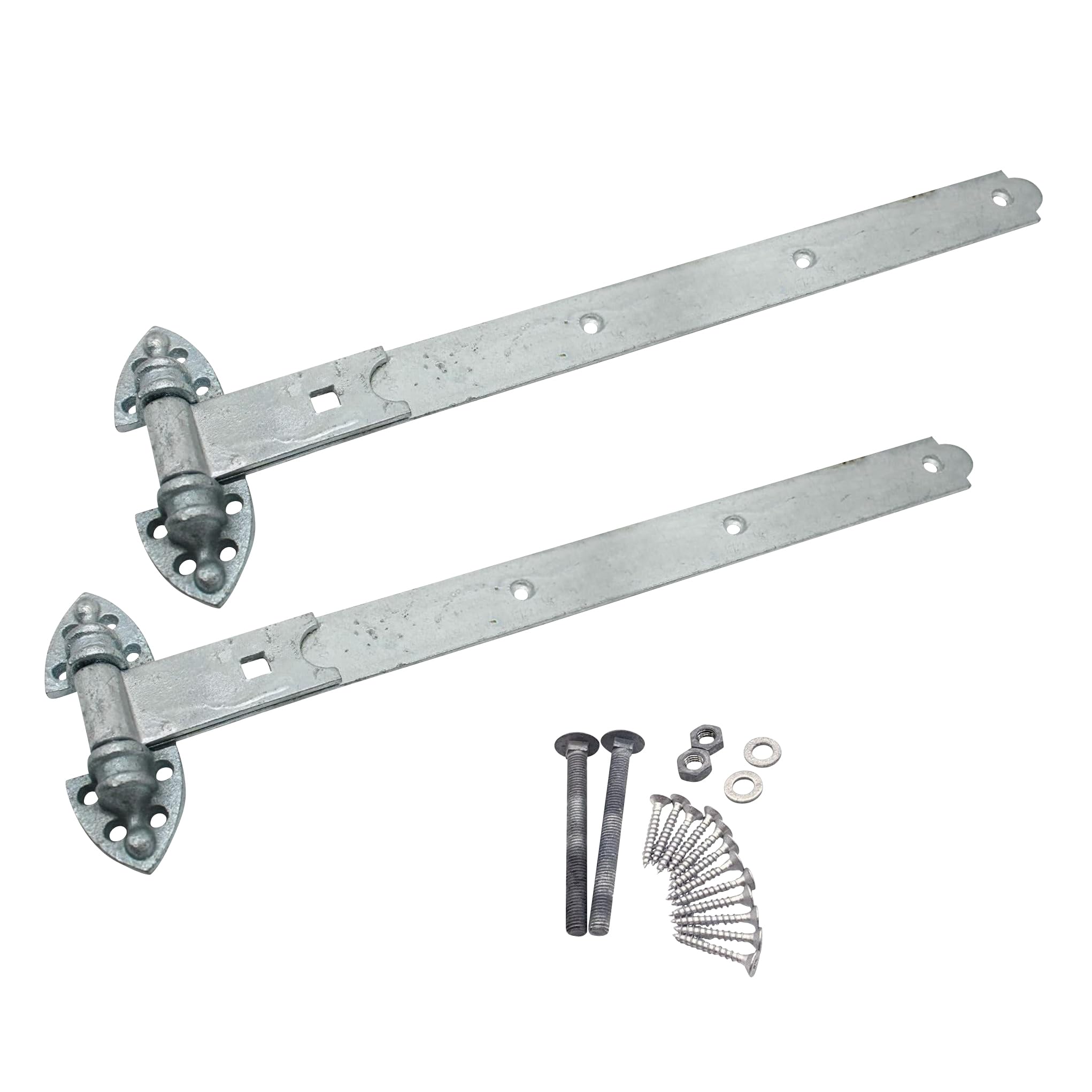 EAI Heavy Reversible Gate Hinges | Heavy Duty 450mm / 18 Inch Galvanised Garage, Stable Door, Gate Hinges | 1 Pair with Fixings