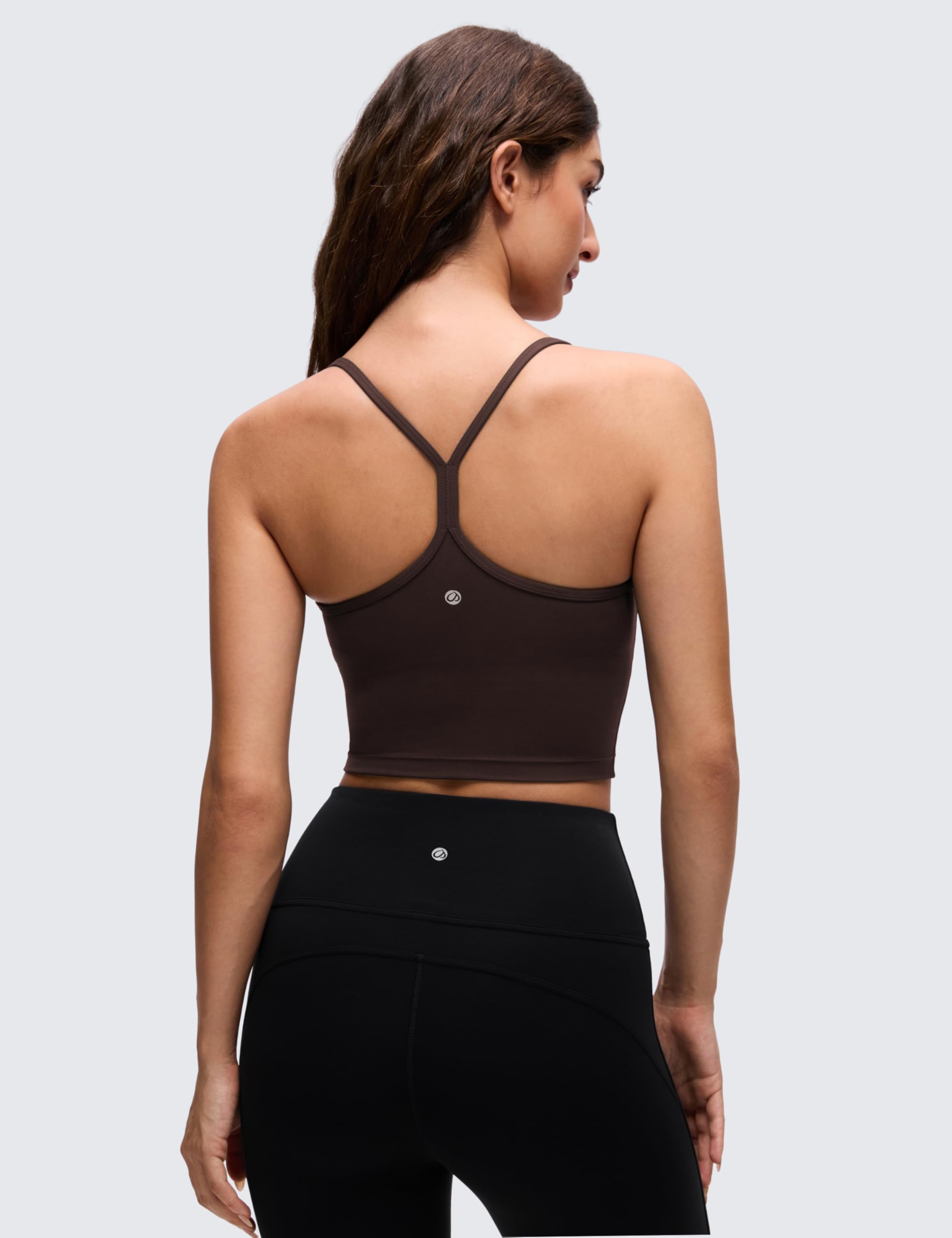 CRZ YOGA Kobiety Butterluxe Y Z powrotem Longline Sportowy biustonosze - Spaghetti Straps Racerback Wyściełkowane Yoga Workout Crop Tank Top