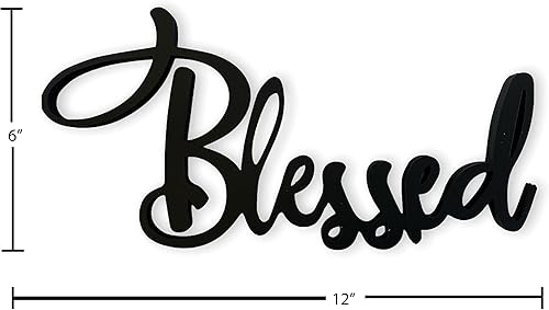 Miniatura 4 de Letrero de madera negro con texto en inglés "Blessed" para decoración del hogar