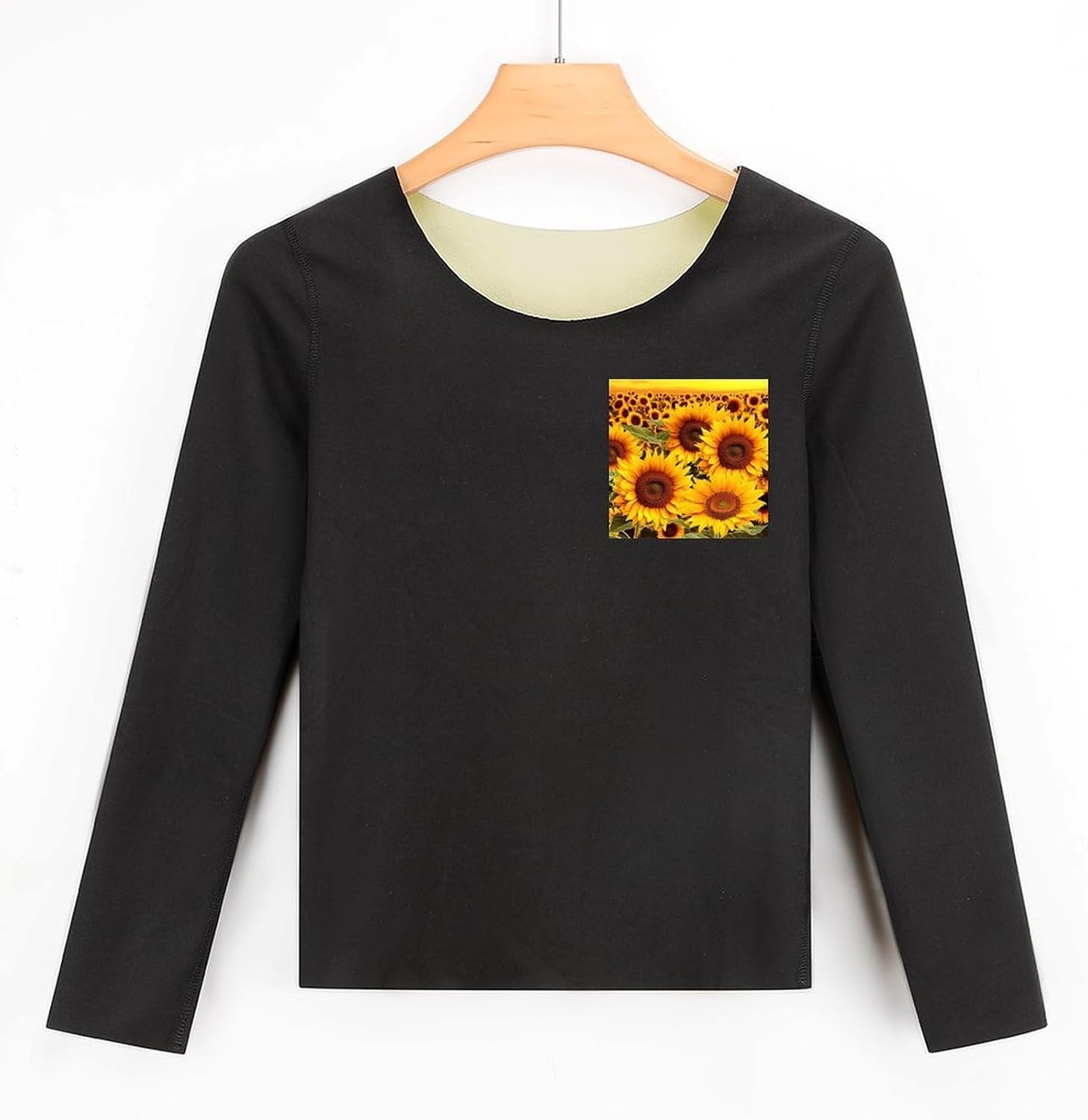 Women's Fleece Lined Thermal Set - Cold Weather Long Johns Ultra-Soft Sunflower Pattern Printed Base Layer