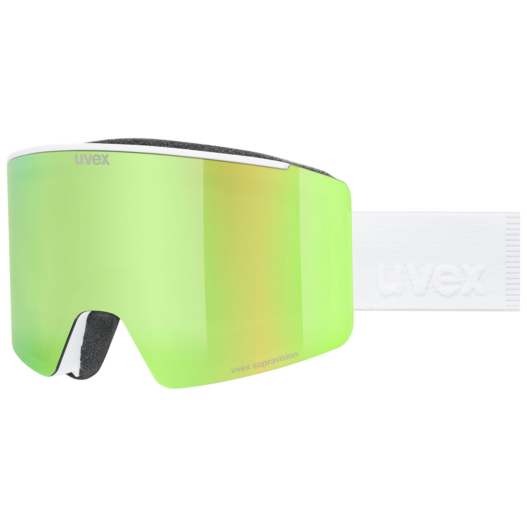 Uvex Unisex-Adult, ignite FM ski goggles, white matt/mirror green, one size