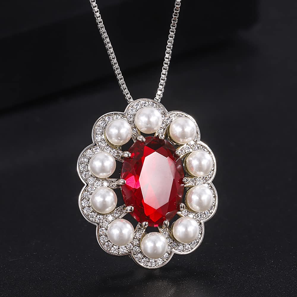 Collar con Colgante de Perlas de Aguamarina y rubí de 10x14mm para Mujer, joyería de Piedras Preciosas, Accesorios de Regalo para Mujer
