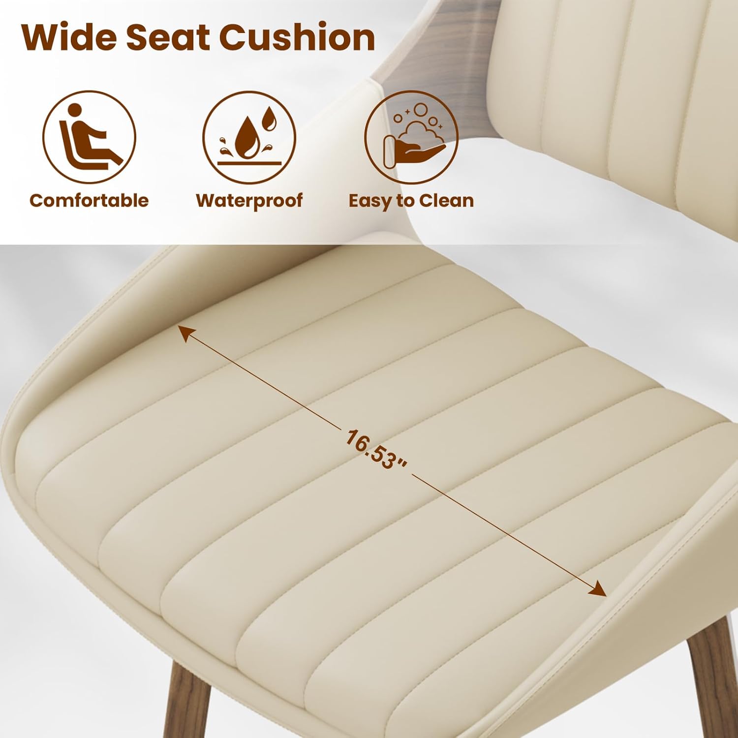 Bar Stools Set of 3, 26" Swivel Counter Height Barstools with Walnut Bentwood Back and Legs, Mid-Century Modern Faux Leather Upholstered Cream Bar Chairs for Kitchen Island, Café, Dining Room, Beige