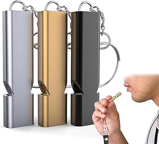 WeddHuis 3 Stück Trillerpfeife, Whistle Signalpfeife, Notfall Laut, Metall Trillerpfeifen, Notfallpfeife, Outdoor Emergency, Schiedsrichter Survival Pfeife (Golden, Schwarz, Silber)