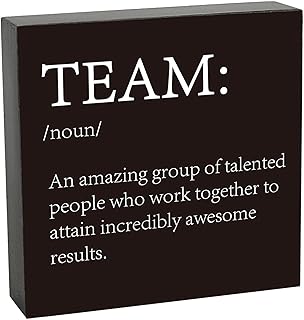 Inspirational Team Noun Wooden Box Sign, Teamwork Office Desk Decor, Colleagues Coworker Gifts, Team Definition Teamwork Sign for Office Home Farmhouse Desk Shelf Table Decorations