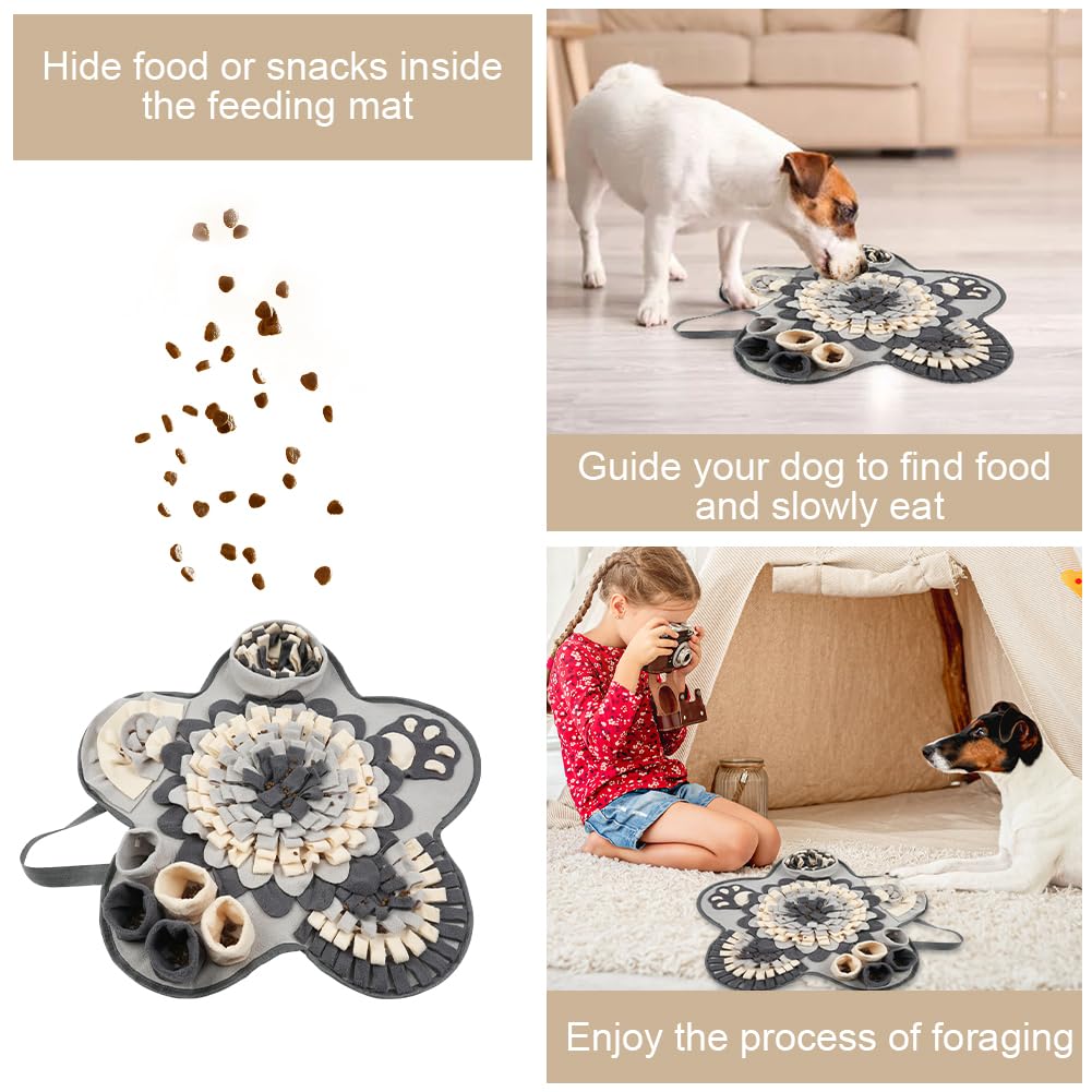 OSDUE Tappeto Olfattivo Cane, 60cm Foraggiamento Tappeto per Cani Addestramento Foraggiamento di Animali Lavabile Antiscivolo Tappetino Puzzle di Snuffle Giocattolo per Cani Attivazione Mentale Cane B