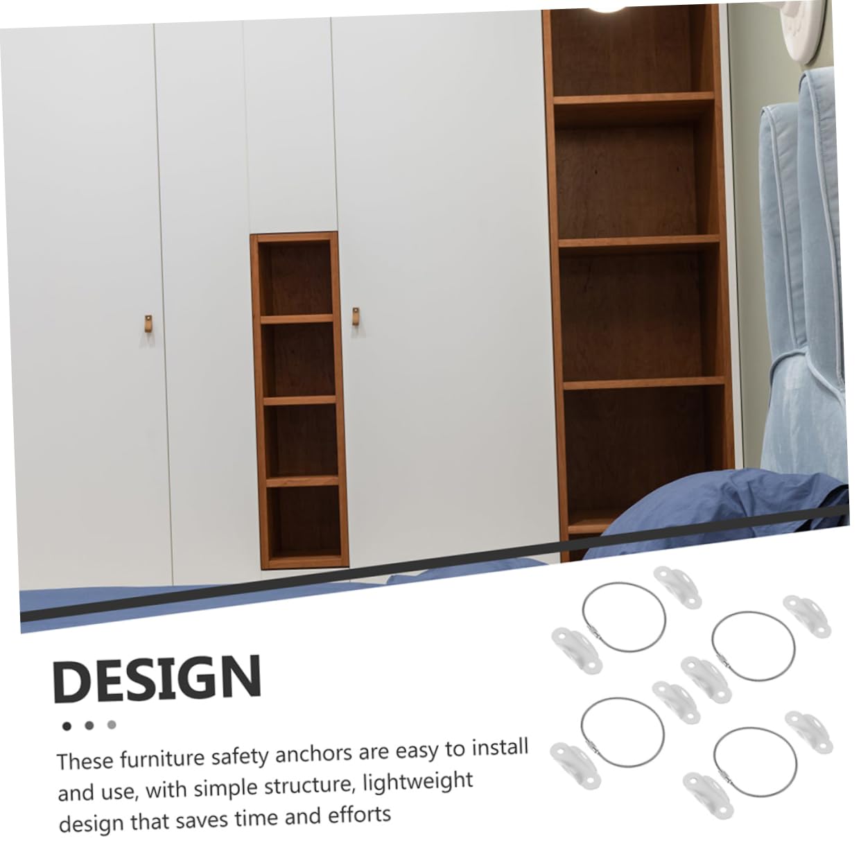 3sets Bookshelf Anchors to Wall Furniture Wall Anchor Straps Proofing Kit