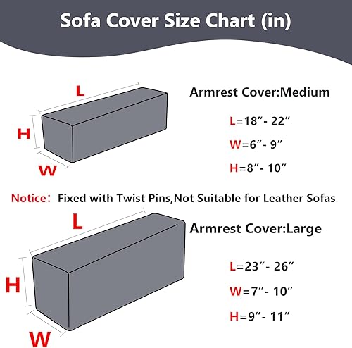 Miniatura 3 de Fundas para brazos de sofá, fundas para reposabrazos de sofá reclinable, fundas protectoras para brazos de silla (Textura-beige rosado, mediano