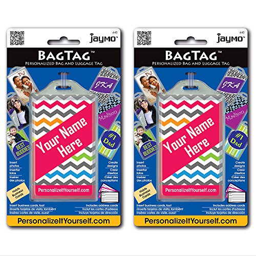Bagtag 2-Pack – Diy Personalized Luggage Tag – Create Your Own Custom Inserts At Personalizeityourself.com And Print At Home – Also Displays Regular 2” X 3.5” Business Cards – Create Your Own Style! #TOP3