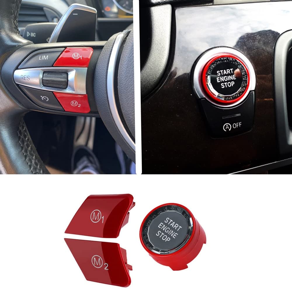 Red Car Steering Wheel M1 M2 Mode Button & Start Engine Switch