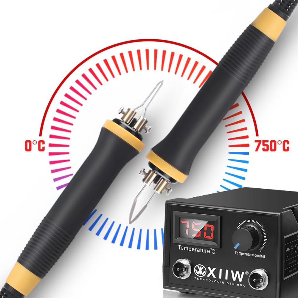XIIW Kit Professionale Pirografo per Legno 100W con Doppia Penna, 23 Punte, Display LCD, Temperatura Regolabile 0-750°C, Strumento per Pirografia su Legno e Pelle