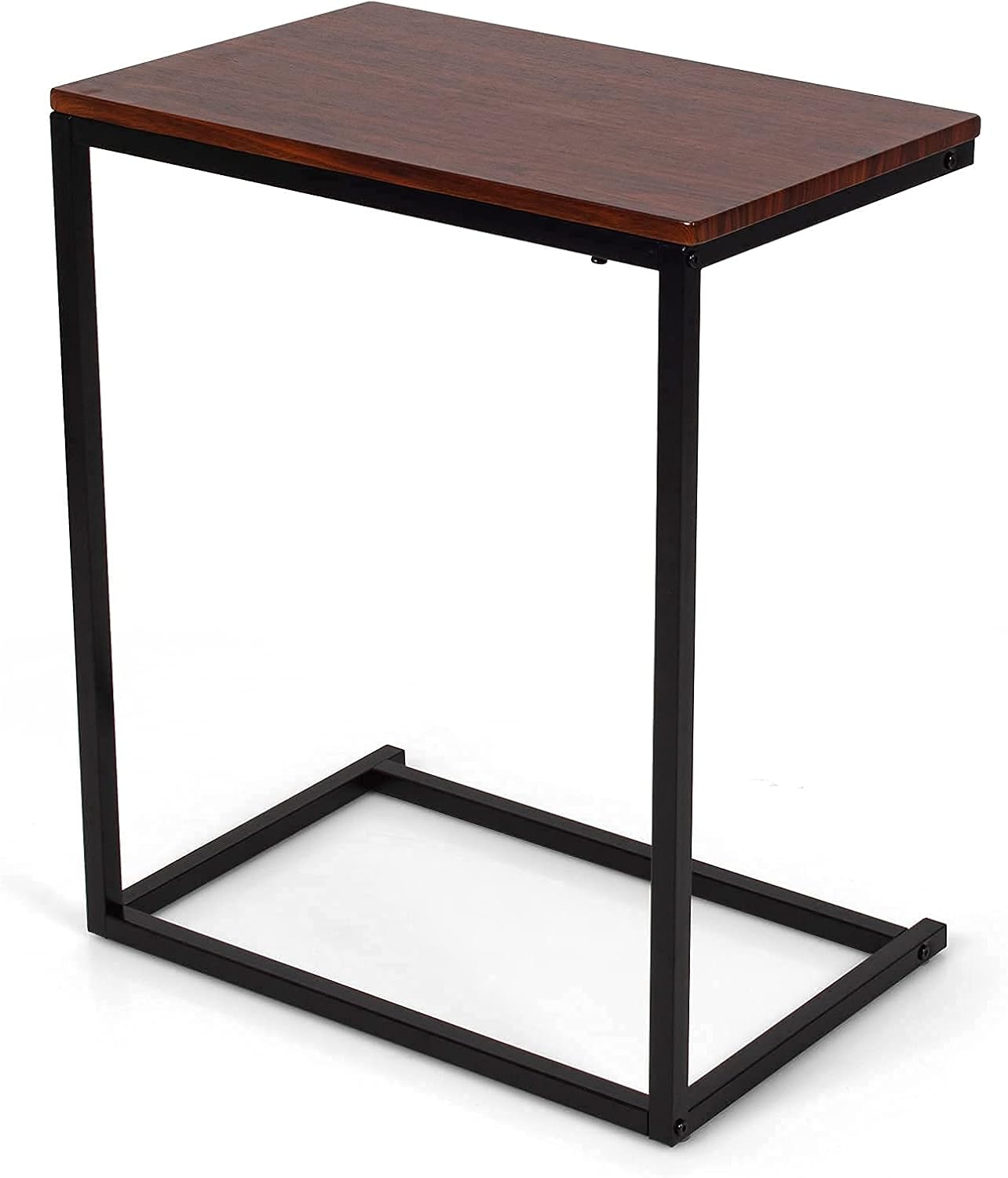 Tangkula Sofa Side Table C Shaped Table, Vintage Couch Table Sofa Side Table for Coffee Snack Laptop, Living Room TV Tray End Table 1 Brown