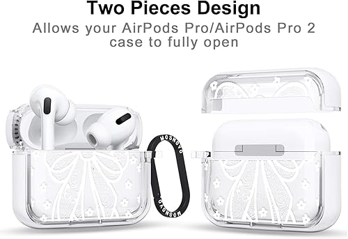 Miniatura 82 de MOSNOVO Funda protectora transparente para AirPods Pro 3, con anillo de metal duro de lujo de doble capa a prueba de golpes, diseñado para AirPods