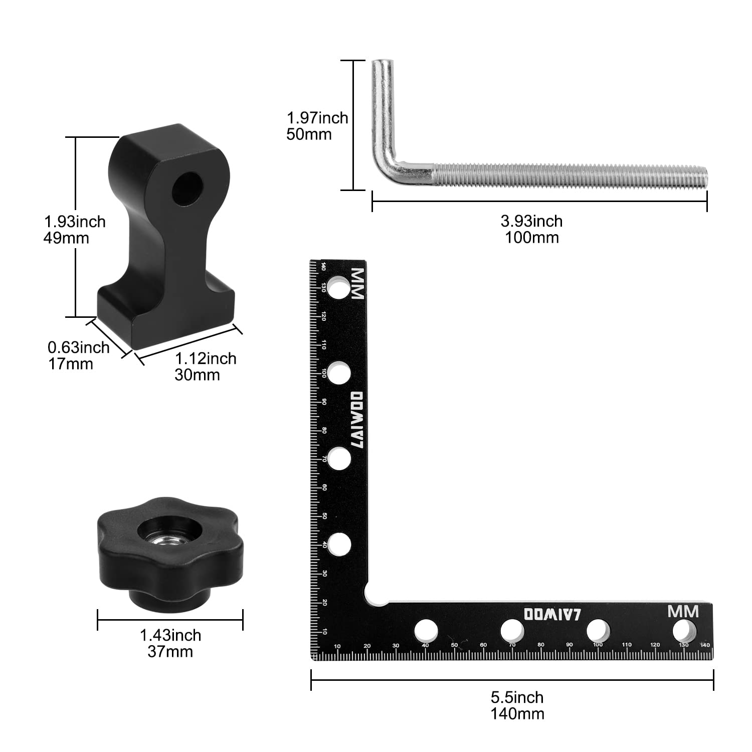 LAIWOO Clamping Square, 90 Degree Positioning Squares 4 Set 5.5inch, Corner Clamping Square Tool Right Angle Clamps, Aluminum Alloy Woodworking Carpenter for Cabinets, Drawers, Picture Frame