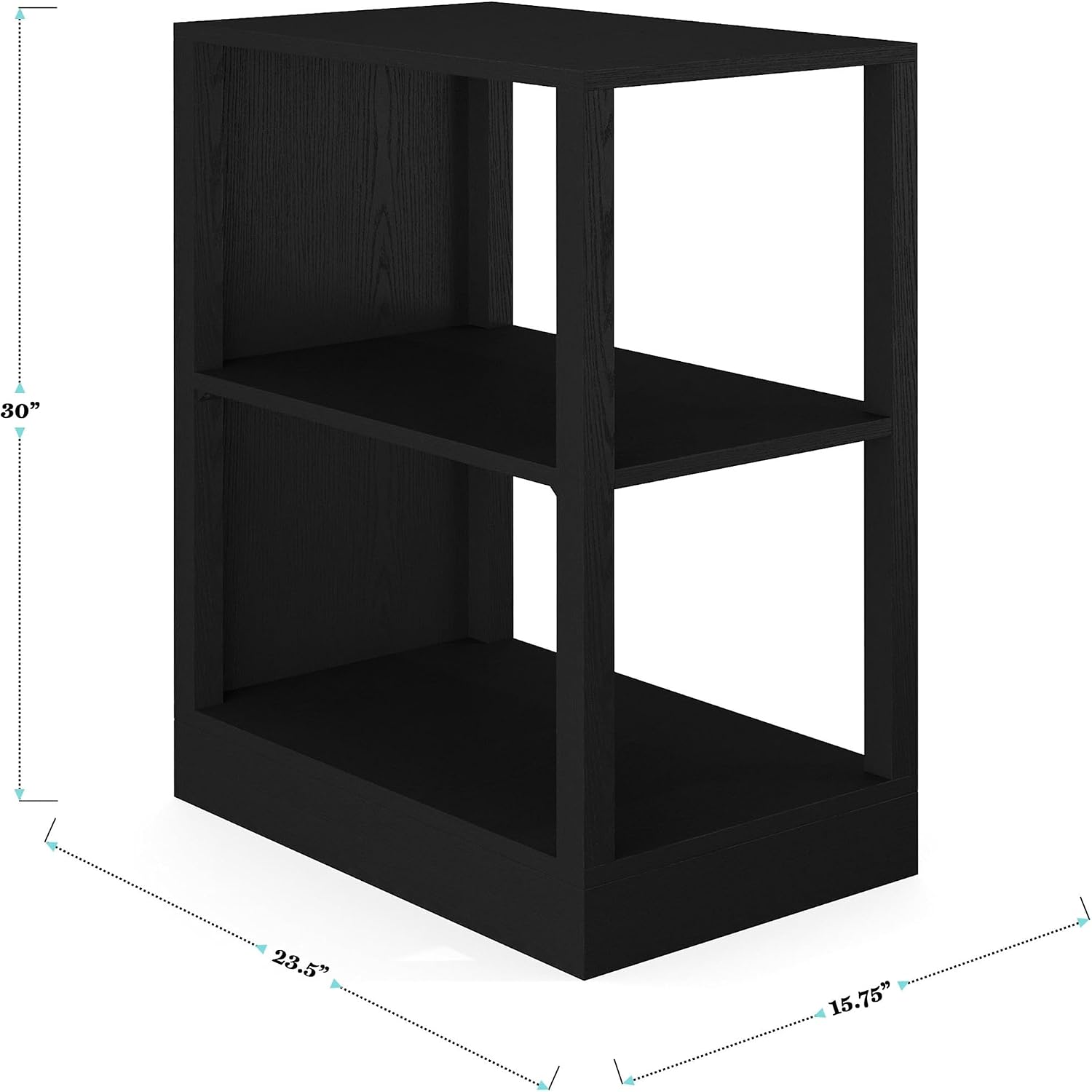 Martha Stewart Kayden Home Office Modular 2-Tier Bookshelf with Open Storage and 2 Shelves in Black