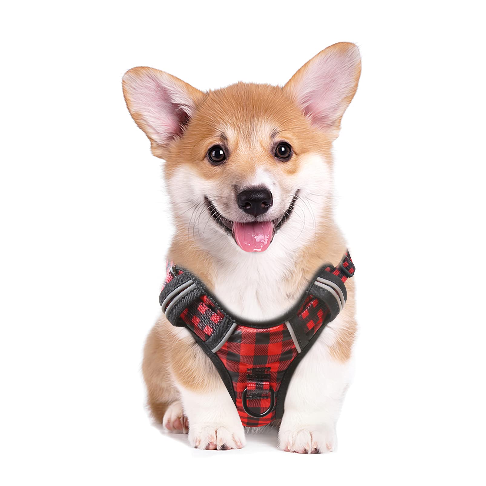 HEELE Dog Harness Medium No Pull Dog Vest Harness with Handle Reflective Pet Harness for Outdoor Training Walking Checkered-Red, M