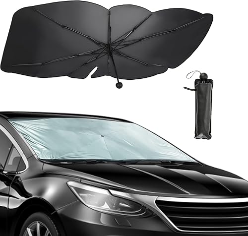 Parasol plegable para parabrisas de automóviles, SUV, mini-camiones y furgonetas, ajuste universal, marco resistente con bloqueo UV 100% y