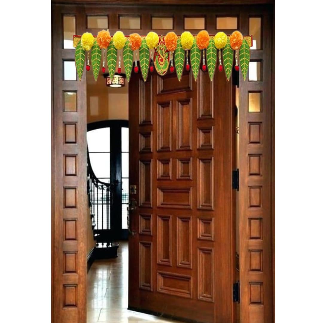 PREETENCY-Ganesh pan Toran with Artificial Yellow -Orange Marigold Flower Door Toran for Main gate- (Pack of 1) (B0CL3HT71D) Amazon Price History, Amazon Price Tracker
