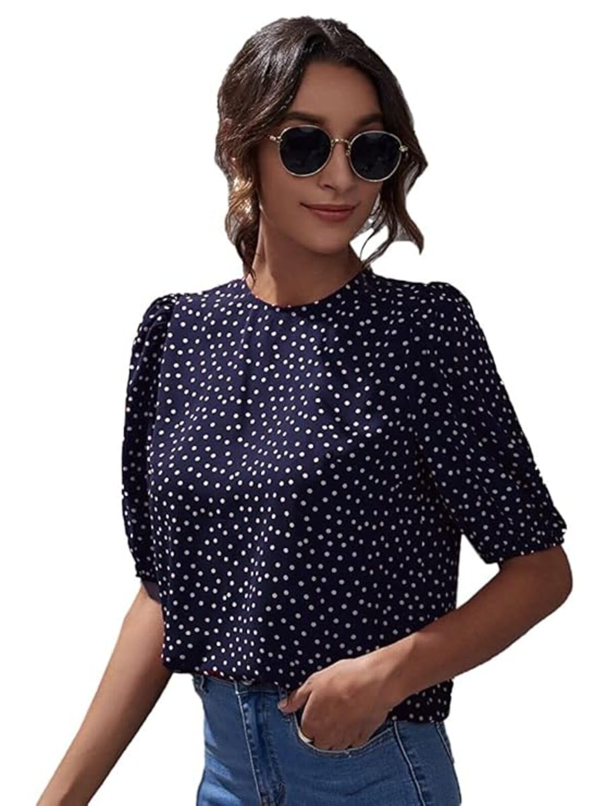 om sai latest creation Women's Cotton Polyester Blended Regular Fit Top | Casual 1/3 Sleeve Tops for Girls-picture-11