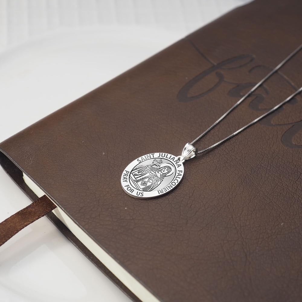 PicturesOnGold.com Saint Juliana Falconieri Religious Medal - 1/2 X 2/3 Inch Size of Dime, Sterling Silver - Image 4