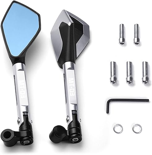 Mirror Motorcycle Bluish Reverse Side Mirrors Motorbike Rear View Mirrors For Yamaha MT03 MT-03 MT 03 2015 2016 2017 2018 2019 2020 (Color  Silver,