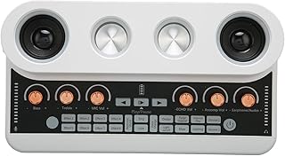 Podcast Equipment Bundle, All in One Podcast Production Studio with 3.5mm Microphone, RGB Light Music Production Equipment Kit for Streaming Recording Karaoke (White)