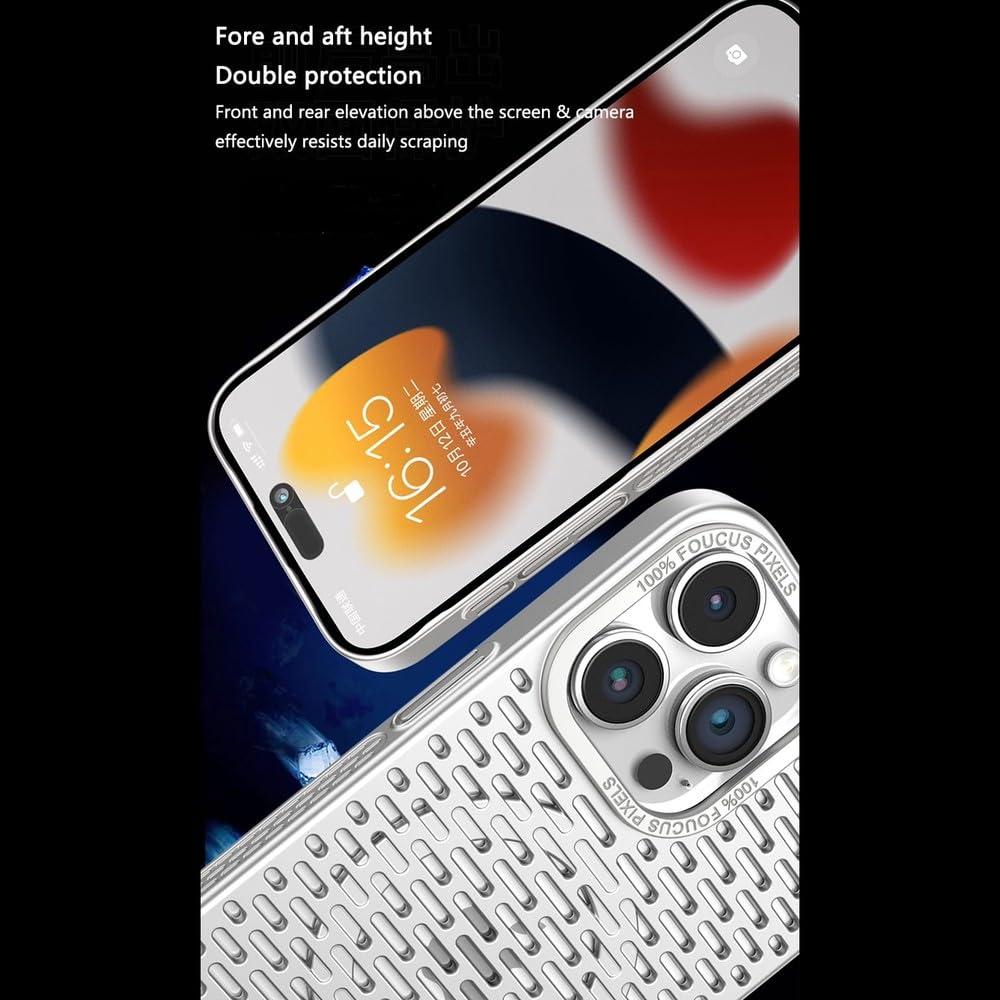 Custodia magnetica di lusso con struttura cava per la dissipazione del calore per iPhone 15 14 13 12 11 Pro Max 15 Plus 12 13 14 15 Pro, colore argento, per iPhone 11 Pro