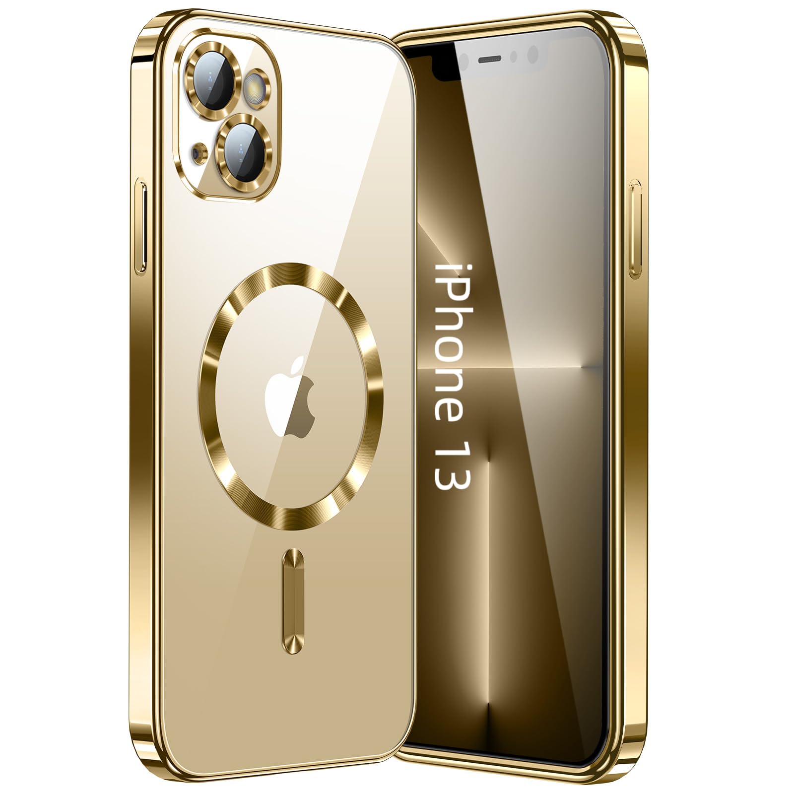 CIBAU YANGfor iPhone 13 Case（Only）.Magnetic Cover for iPhone 13. Glossy Slim Thin Soft funda capa para for i13 6.1 inch.Compatible with MagSafe (Gold)