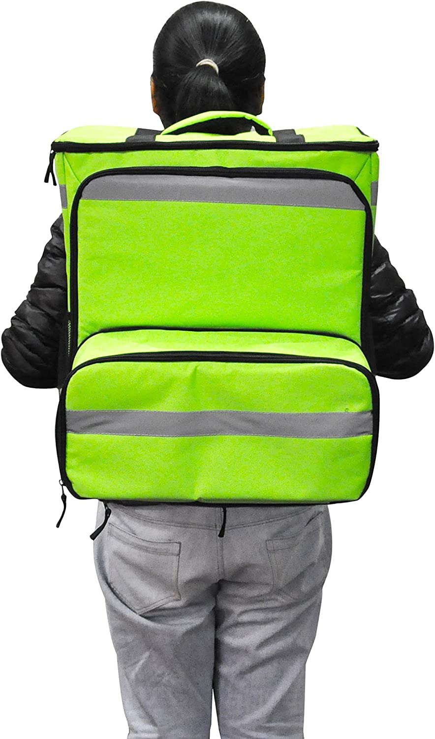 60 l XL großer isolierter Rucksack für Lebensmittellieferung, erweiterbare Catering-Kühltasche, Camping, UberEats Doordash... (Grün)