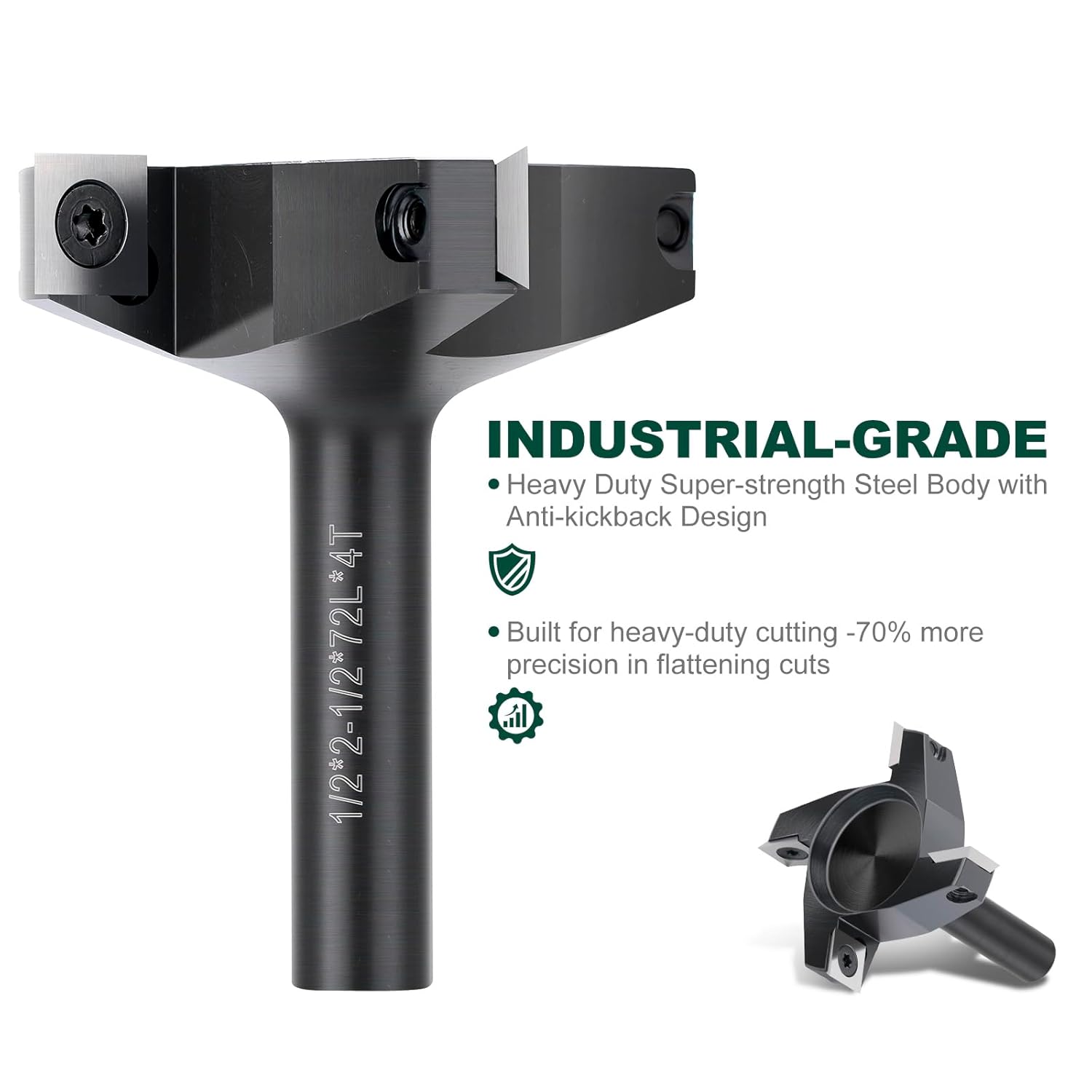 CNC Spoilboard Surfacing Router Bit 1/2'' Shank, Slab Flattening Router Bit with 2-1/2" Cutting Diameter, Planing Bit for Woodworking