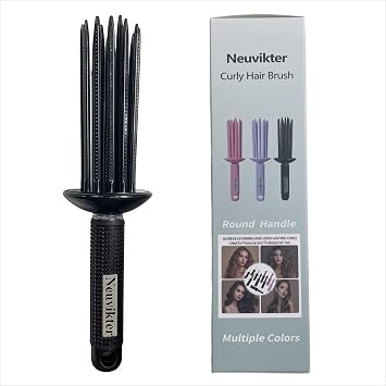 17 Teeth Curly Hair Brush, Curl Defining Brush, Curling Roll Comb, Perfect for Hair Salon & Home Use Silicone Black