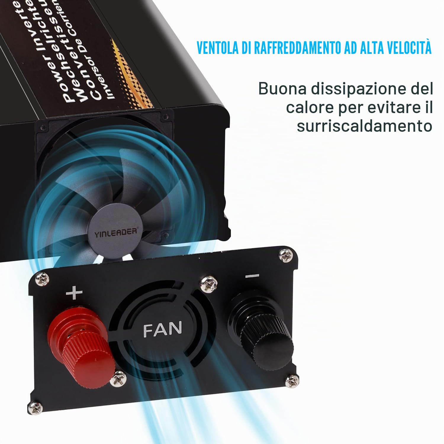 Yinleader inverter 500W DC 12V a 230V AC e 1 presa EU 2 convertitori di tensione per auto USB