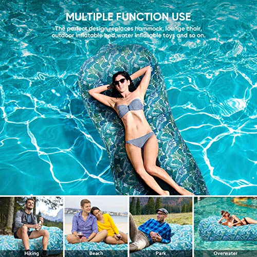 Myuilor Lounger Chair Air Sofa Couch Inflatable Hammock Ergonomic Beach Bed Waterproof Anti-Air Leaking for Camping Hiking Travel Beach Picnic Lakeside, No Pump Required (Green) - Thumbnail 4