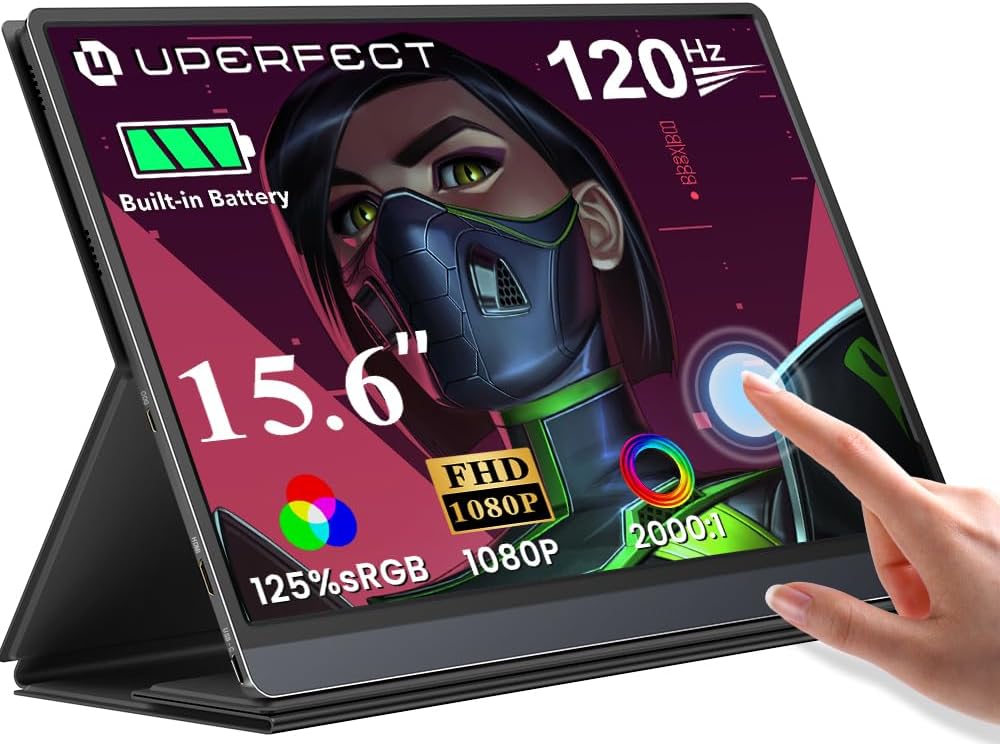 UPERFECT Portable Touch Screen with 10800mAh Battery 15.6 Inch 120Hz