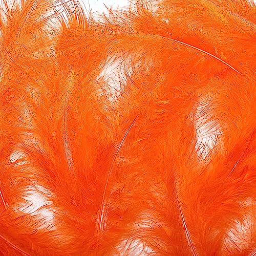 Tharaht 100Pcs Fluffy Turkey Marabou Feathers 4-6Inch For Craft Dream Catcher Decoration Natural Fluffy Turkey Marabou Feathers,Orange #TOP4