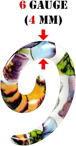 Miniatura 2 de Par de acrílico colorido flor espiral cónico estiramiento expansor piercing joyería oído carne túneles ensanchador tapones pendientes