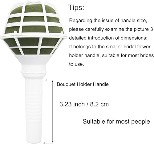 Vista 5 de Arlai Caja de 4 soportes para ramos de flores de boda para novia, soporte de espuma con mango floral, grande para novia, flores sintéticas, 4