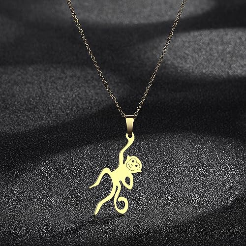 Collier singe pour filles acier inoxydable - Pendentif charme primate