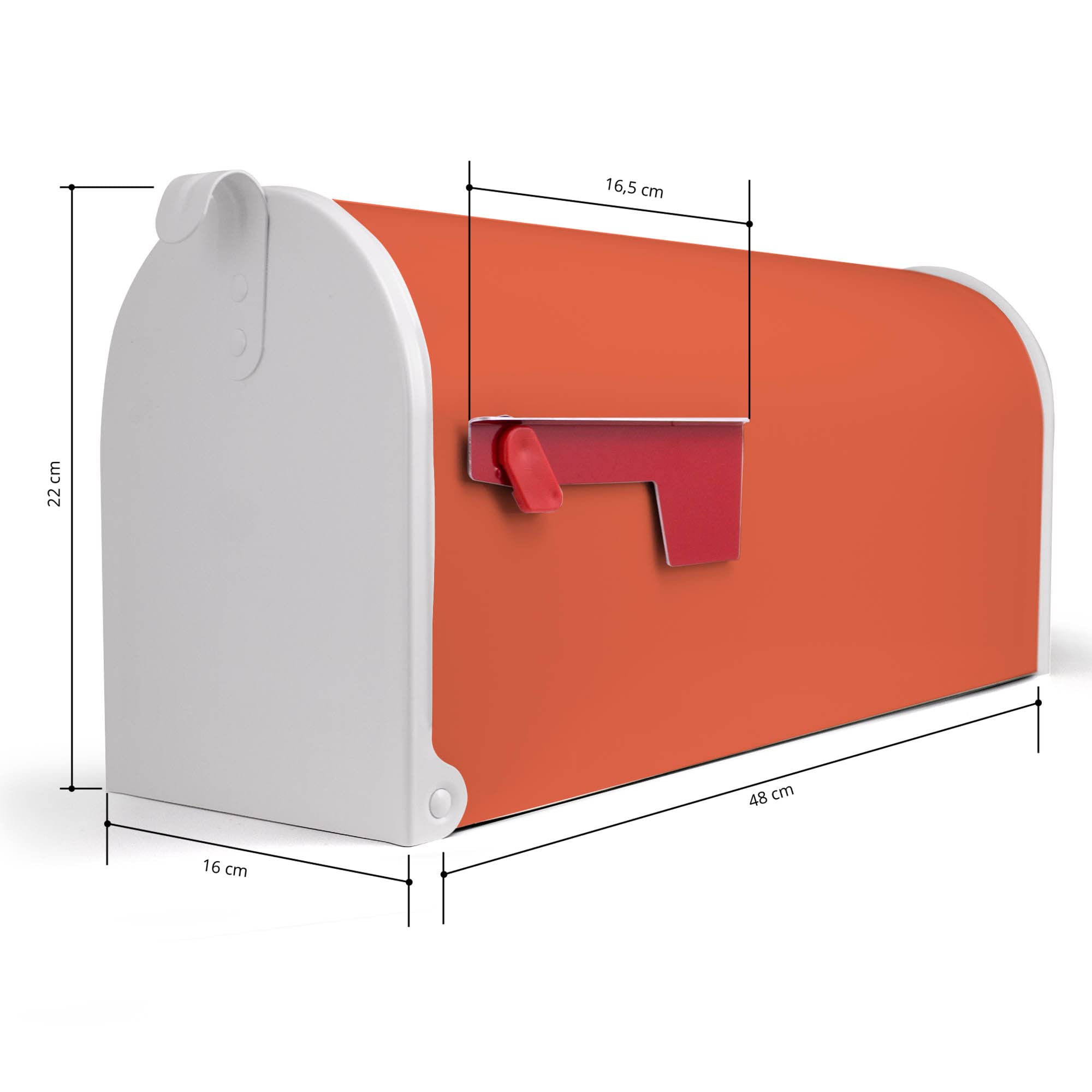 banjado Amerikanischer Briefkasten - US Mailbox/Letterbox mit Motiv Farbe Orange 51x22x17cm - Postkasten Stahl aus Amerika – Briefkasten amerikanisch weiß pulverbeschichtet