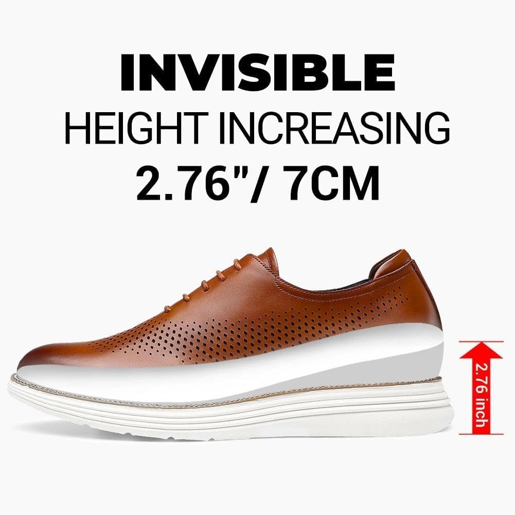 CHAMARIPA Men's Height Increase Shoes - Built-in Custom Lift Insole, Full-Grain Leather for Comfort & Breathability, Business Casual & Formal Oxford Elevator Shoes - 2.76 Inches Height Boost - Image 5