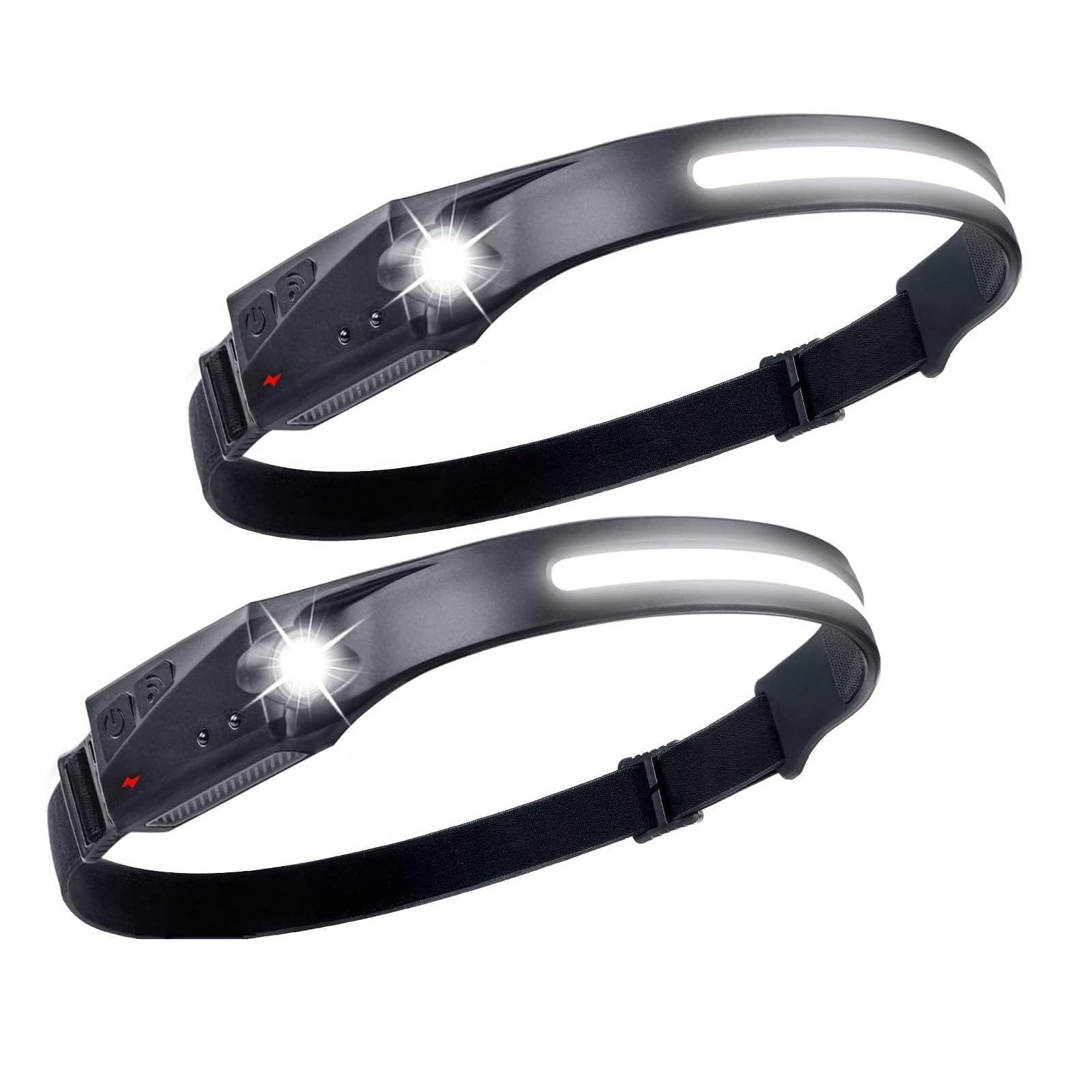 flintronic 2PCS Headlights Rechargeable, 600 Lumen 230 ° Lighting 5 Light Modes for Camping, Jogging Running