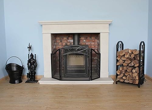 Pantalla de chimenea para bebés y mascotas 3 paneles plegables grandes de protección de pie accesorios de estufa de leña