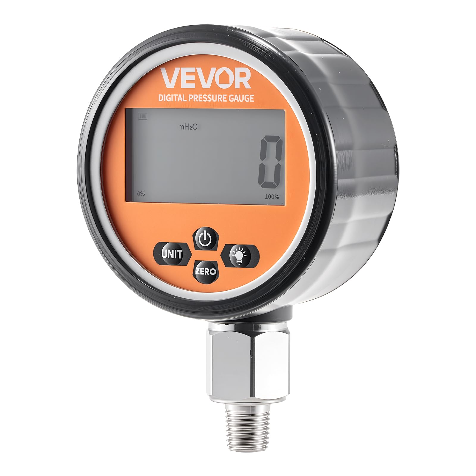 VEVOR Manómetro Hidráulico Digital 0 a 700 bar, Comprobador de Presión con Entrada de Base NPT, para Excavadoras y Maquinaria de Construcción, con Carcasa de Acero Inoxidable Cubierta Protectora