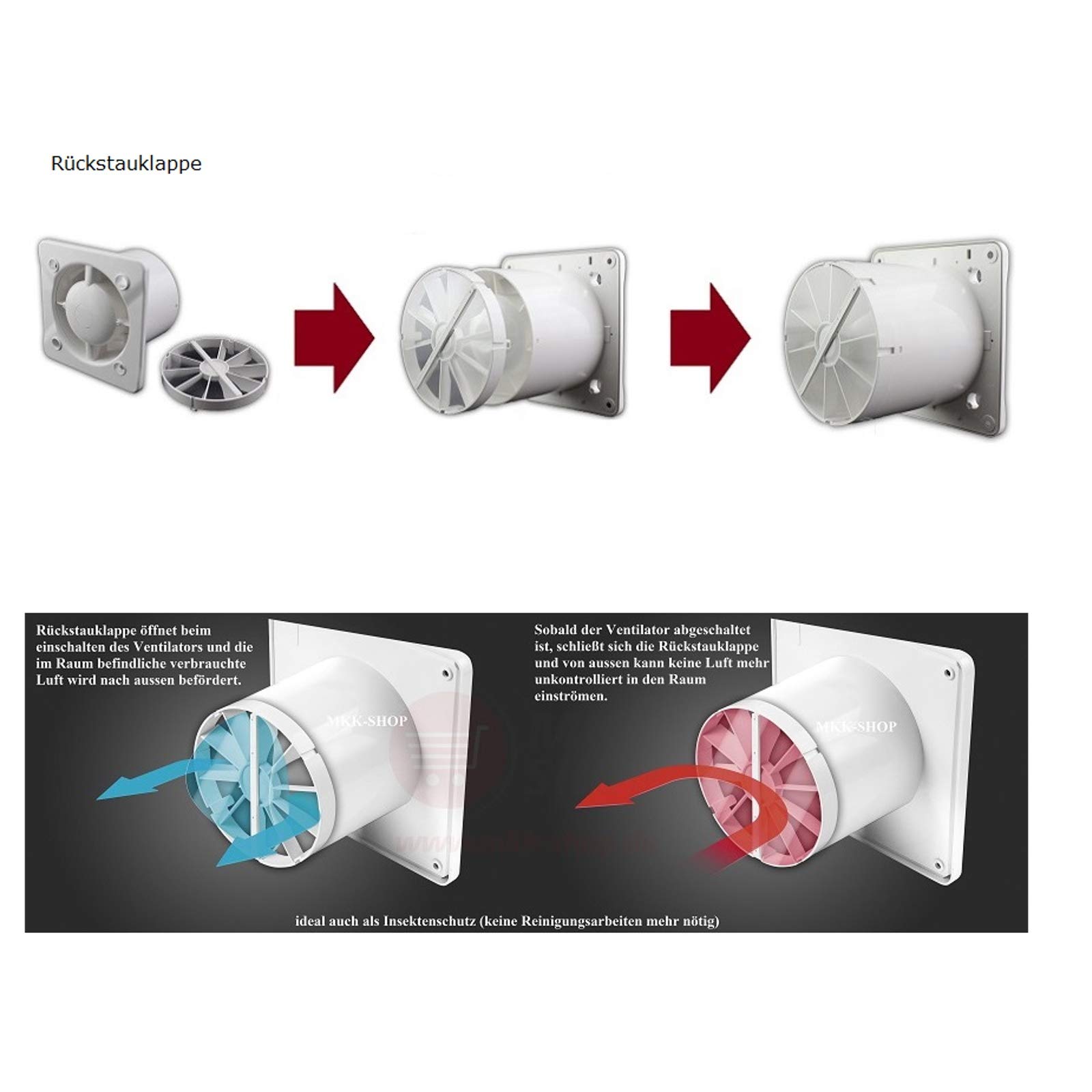 VONLIS Badkamerventilator badkamerventilator badkamerventilator inbouwdiepte 50 mm kort 100 mm standaard nee