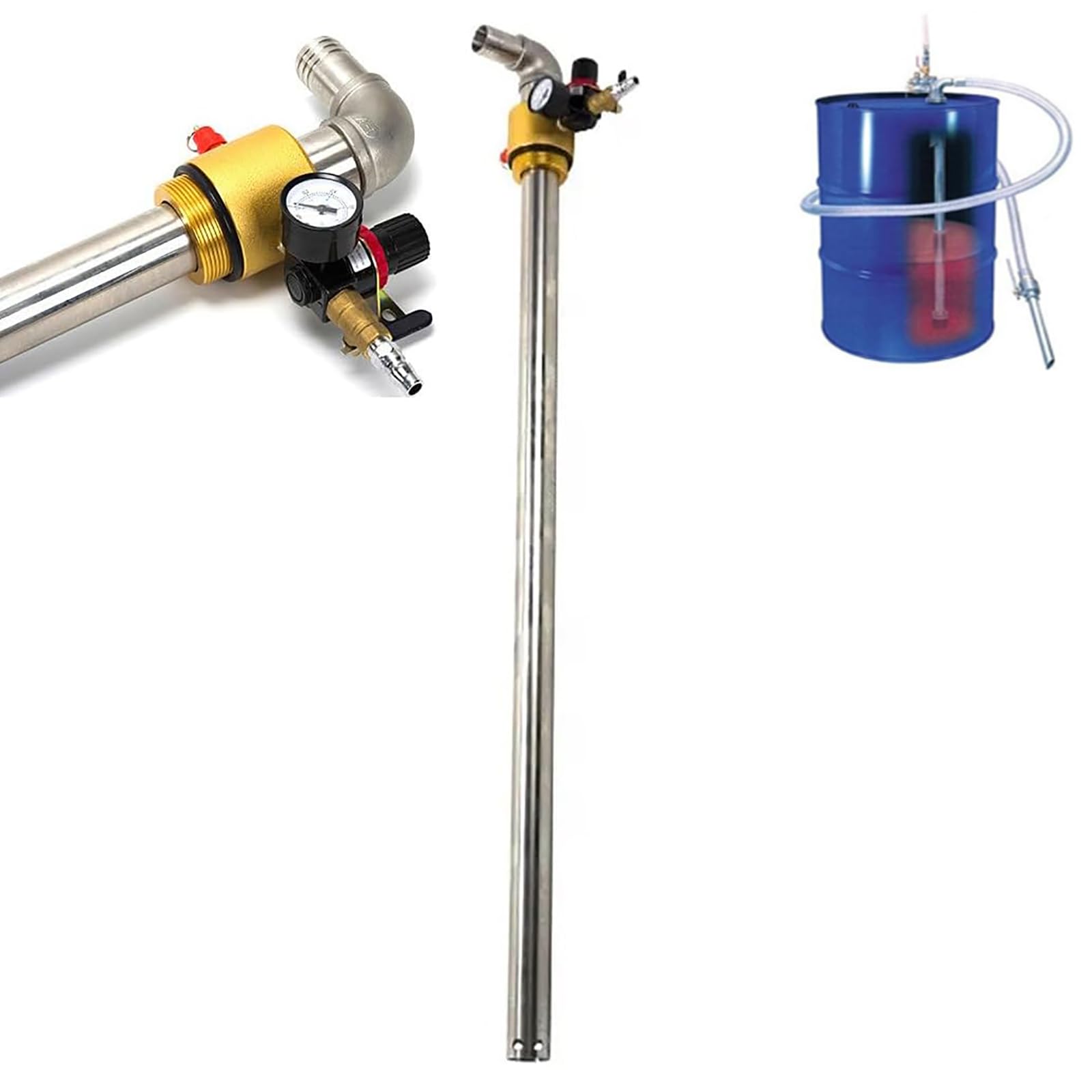 Pompe pneumatique de transfert avec manomètre et soupape en acier