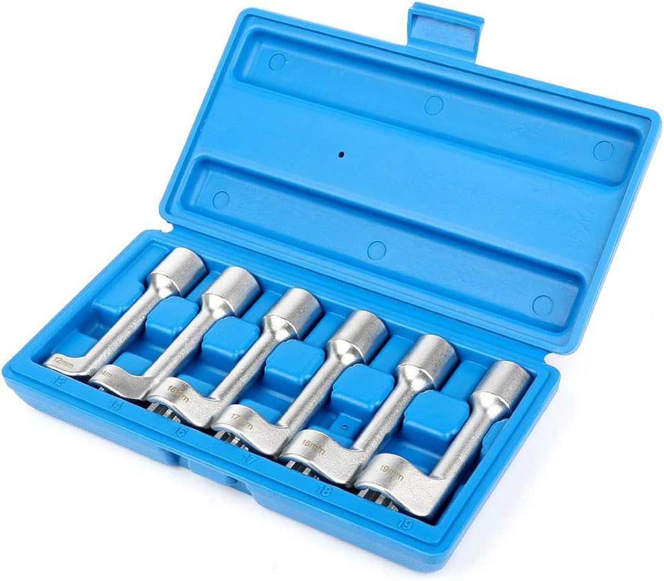 SCITOO Automotive 6pcs 1/2" Drive Diesel Fuel Injector Line Injection Socket Set 12 14 16 17 18 19mm Compatible for Most Diesel Engines