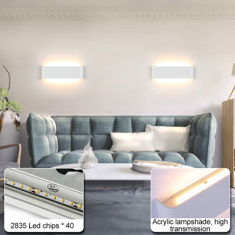 16W LED Wandleuchte Innen Moderne Wandlampe weiß mit up and down Licht IP44 Innenbeleuchtung Flur Belechtung für Schlafzimmer Korridor Wohnzimmer Treppe usw Warmweiss