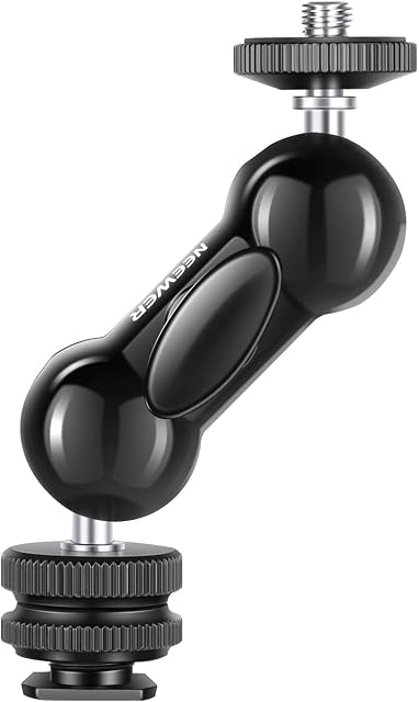 NEEWER Cool Ballhead Multifunctional Dual Ball Head with Cold Shoe Mount & 1/4" Screw, Compatible with SmallRig Cage, DSLR Cameras Camcorders Monitor LED Light, Load up to 2.2lb/1kg, ST13