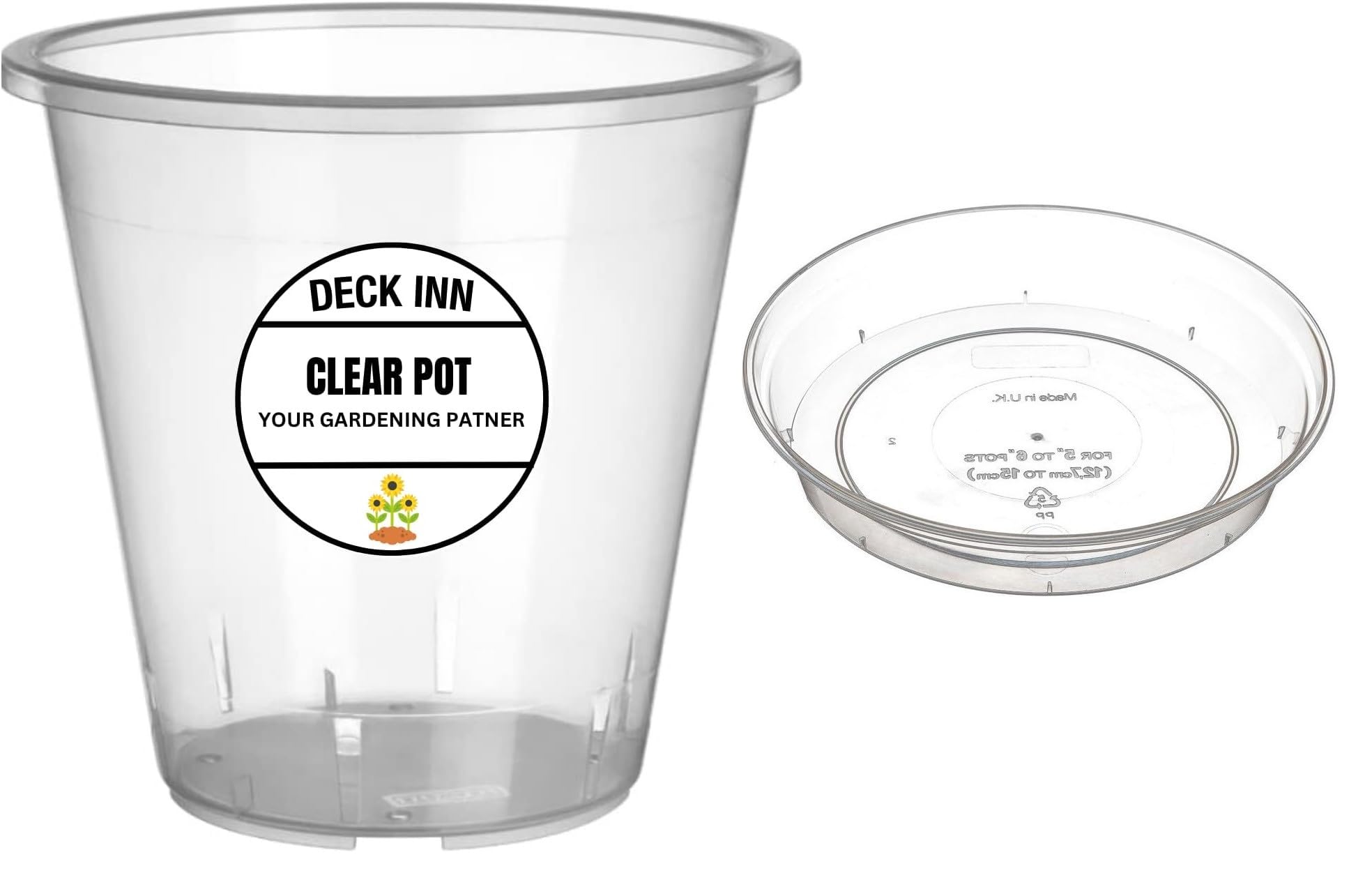 Deck Inn Transparent Clear Plastic Stewart Orchid Pots With Saucer 18.5 Cm Plastic Orchid Planter For Indoor And Outdoor 1 Saucer 1 Pot